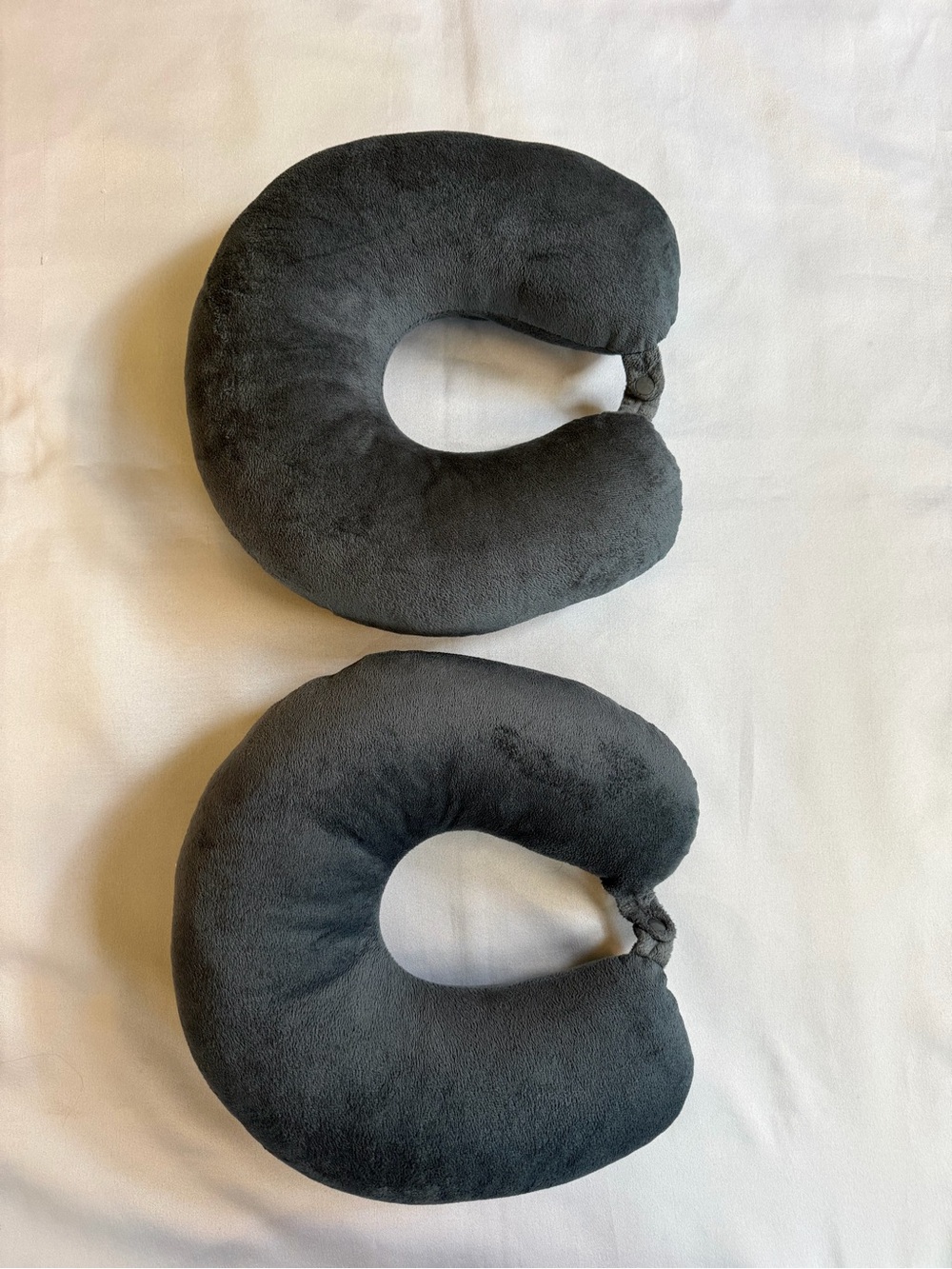 Plush Dark Gray Memory Foam Neck Travel Pillow Pair - Unbranded